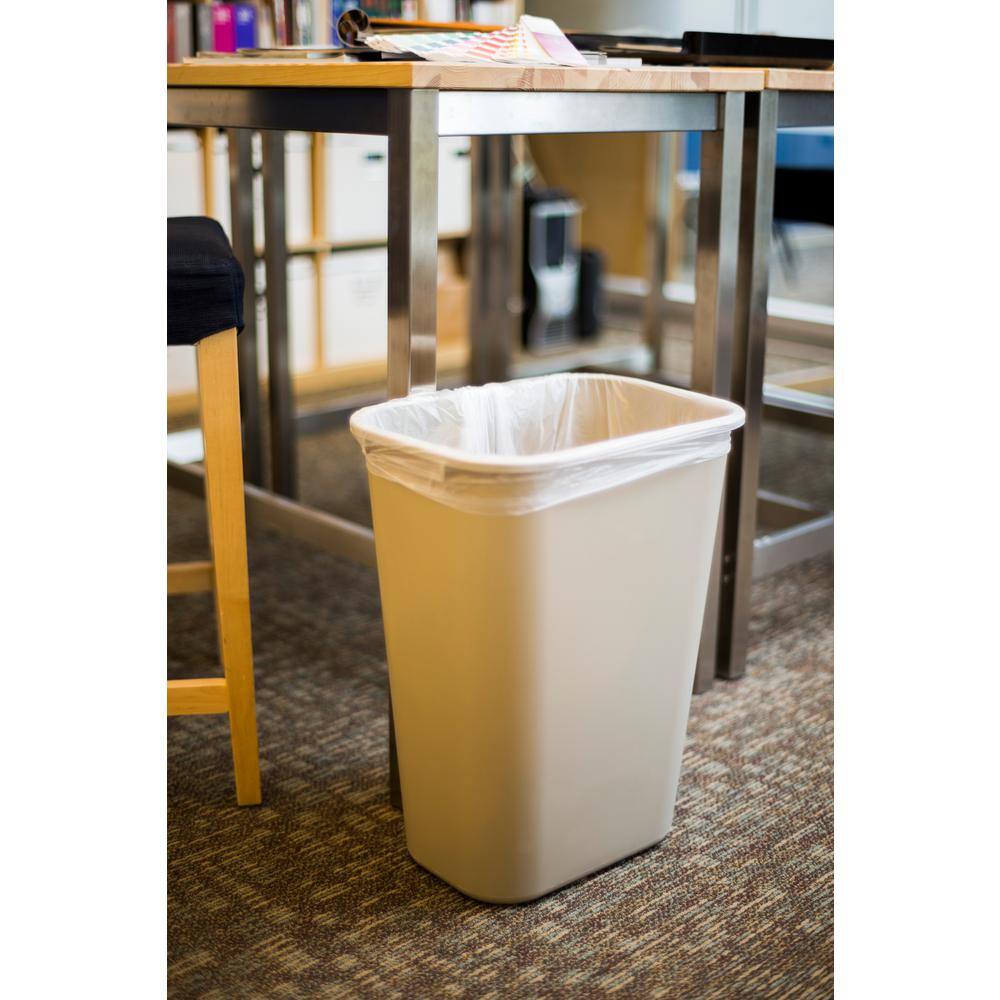 Rubbermaid Commercial Products 10.25 Gal. Beige Plastic Rectangular Deskside Trash Can RCP295700BG