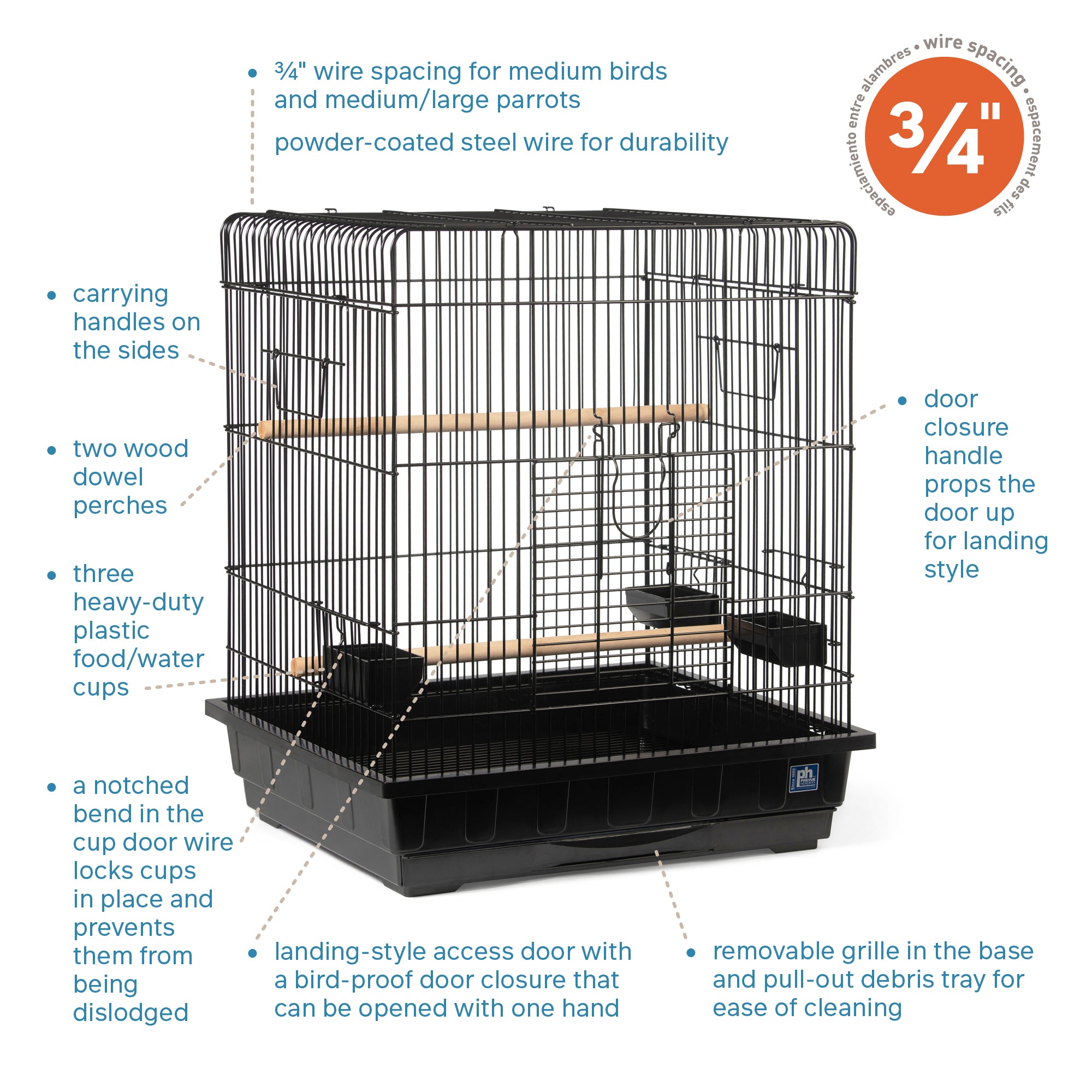 Prevue Hendryx PP-25217 Square Roof Parrot Cage