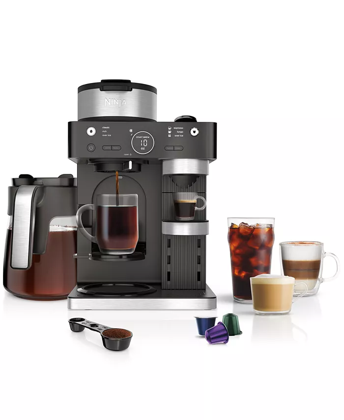 Ninja CFN601 Espresso Coffee Barista System， Single-Serve Coffee Nespresso Capsule Compatible