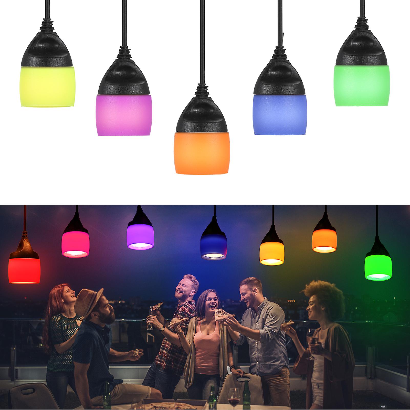 Leds String Light With Colorful Silicone Lampshade 8 Lighting Modes Warm Lighting 12pcs Shatterproof Light Bulbs Ip65 Water-resistant 38ft Hang-ing Li