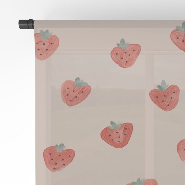 Emanuela Carratoni Strawberries On Pink Single Panel Sheer Window Curtain Deny Designs