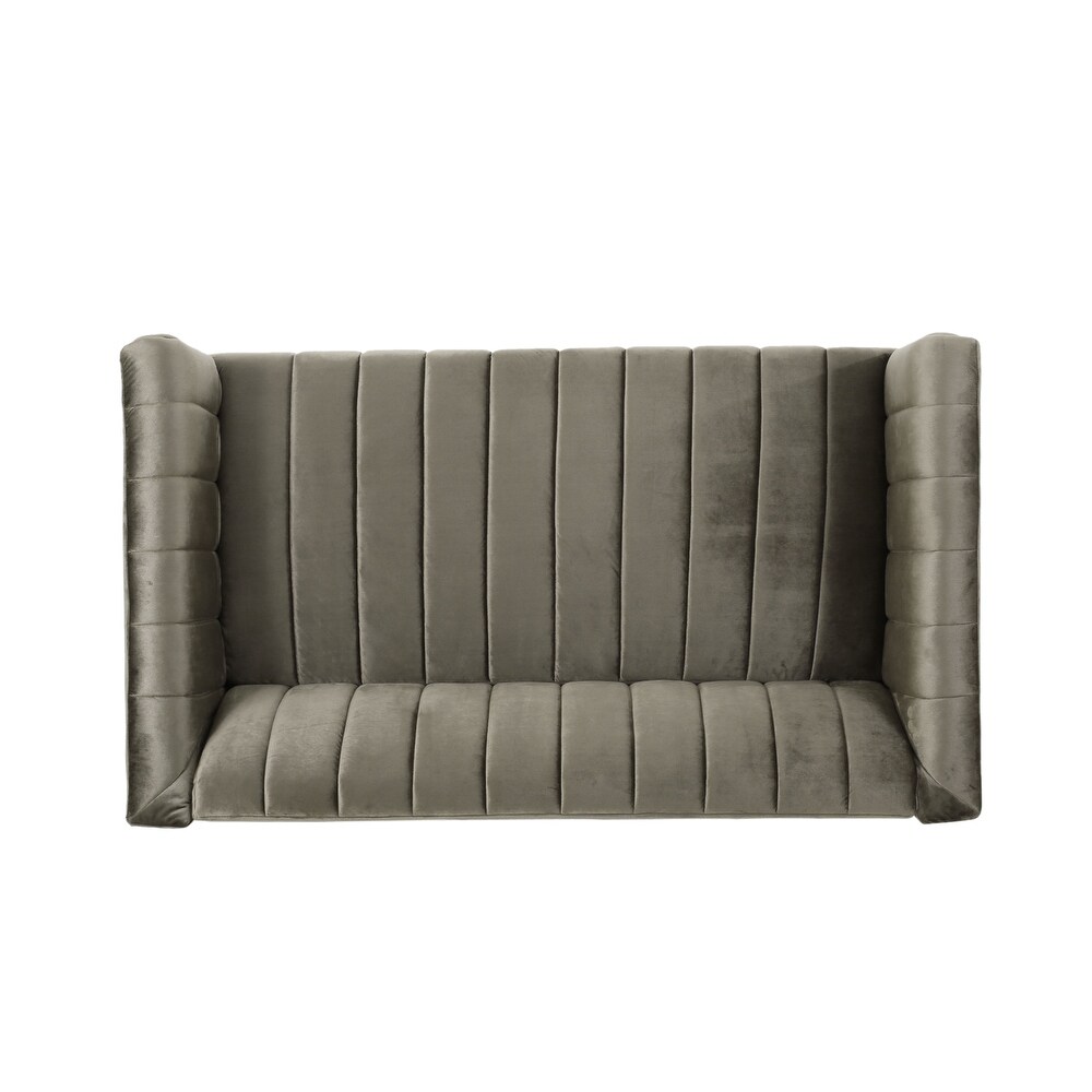 Weymouth Contemporary Channel Stitch Velvet Settee by Christopher Knight Home