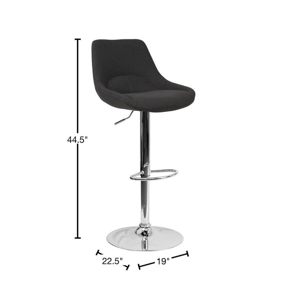 Carnegy Avenue 44.5 in. Black Fabric Adjustable Bar Stool CGA-CH-442213-BL-HD