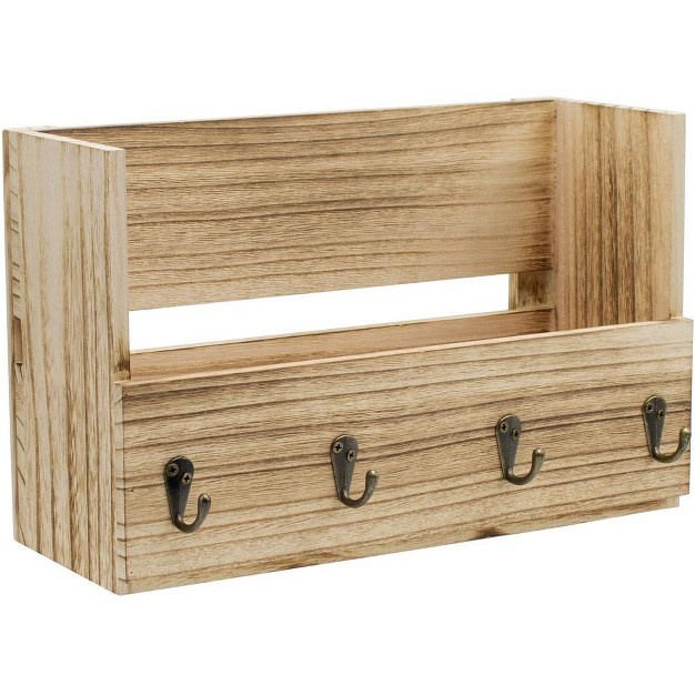 Sorbus Floating Key Holder Mail Shelf Maple