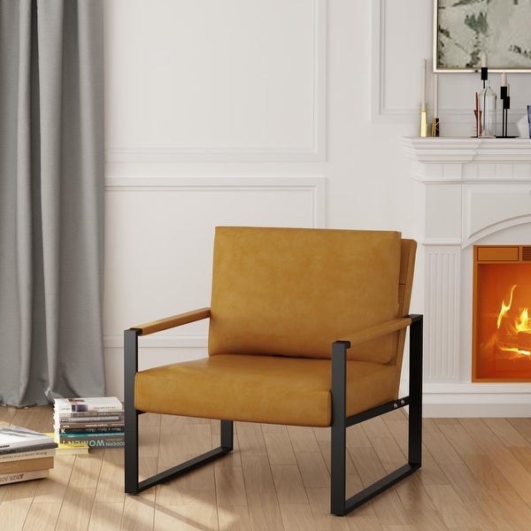 Modern Accent Chair with Metal Frame and Arm