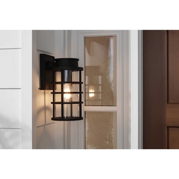 Progress Lighting Port Royal 1 light Wall Lantern Black Clear Glass Shade