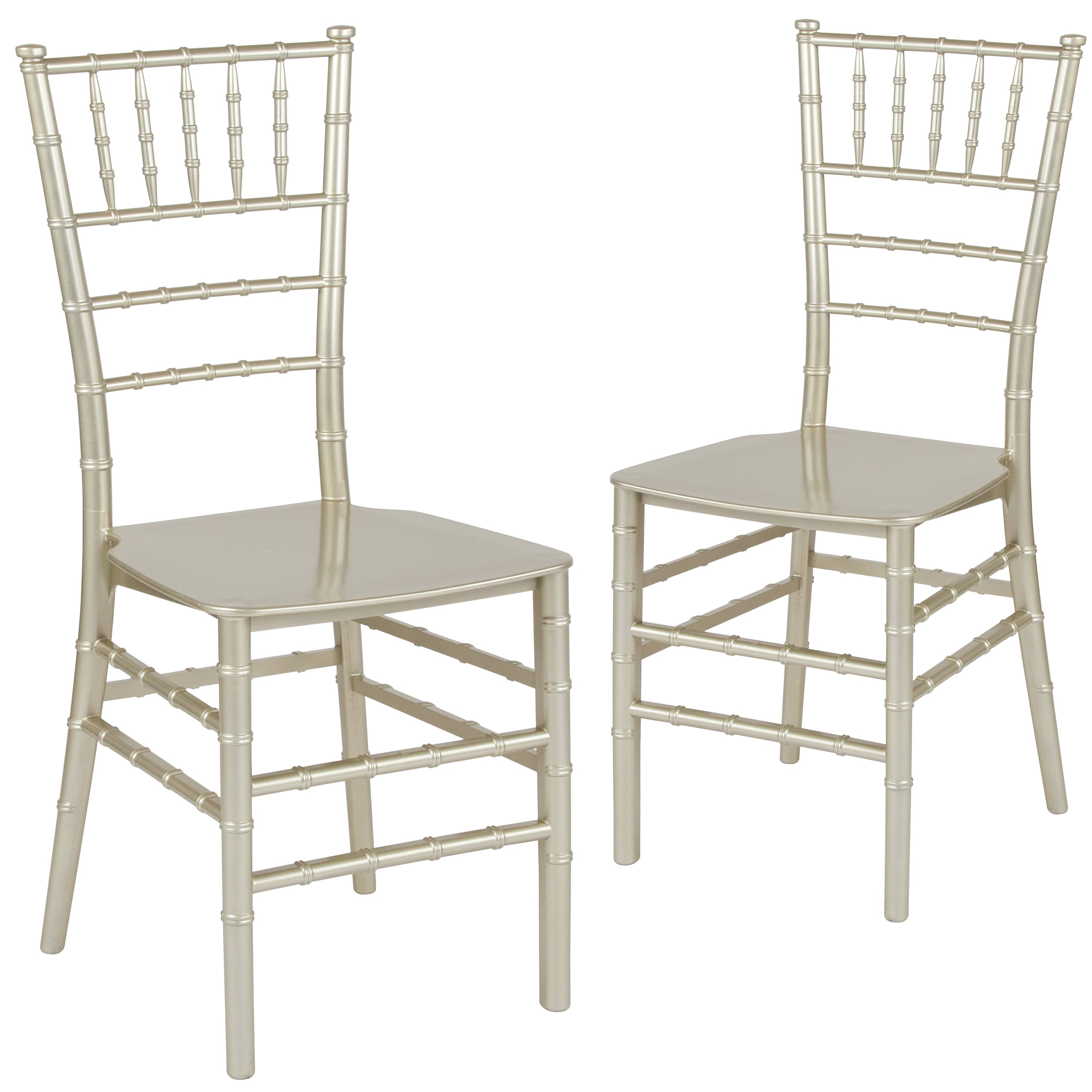 BizChair 2 Pack Champagne Stackable Resin Chiavari Chair