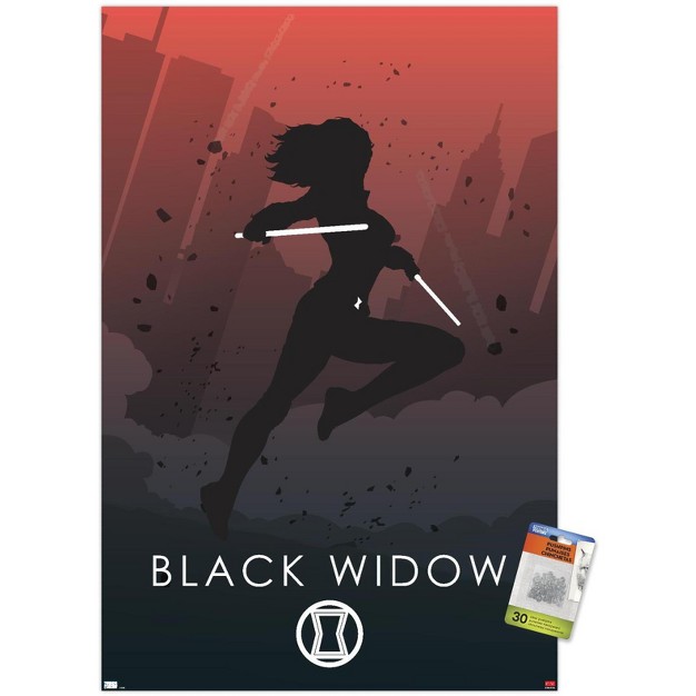 Trends International Marvel Heroic Silhouette Black Widow Unframed Wall Poster Prints