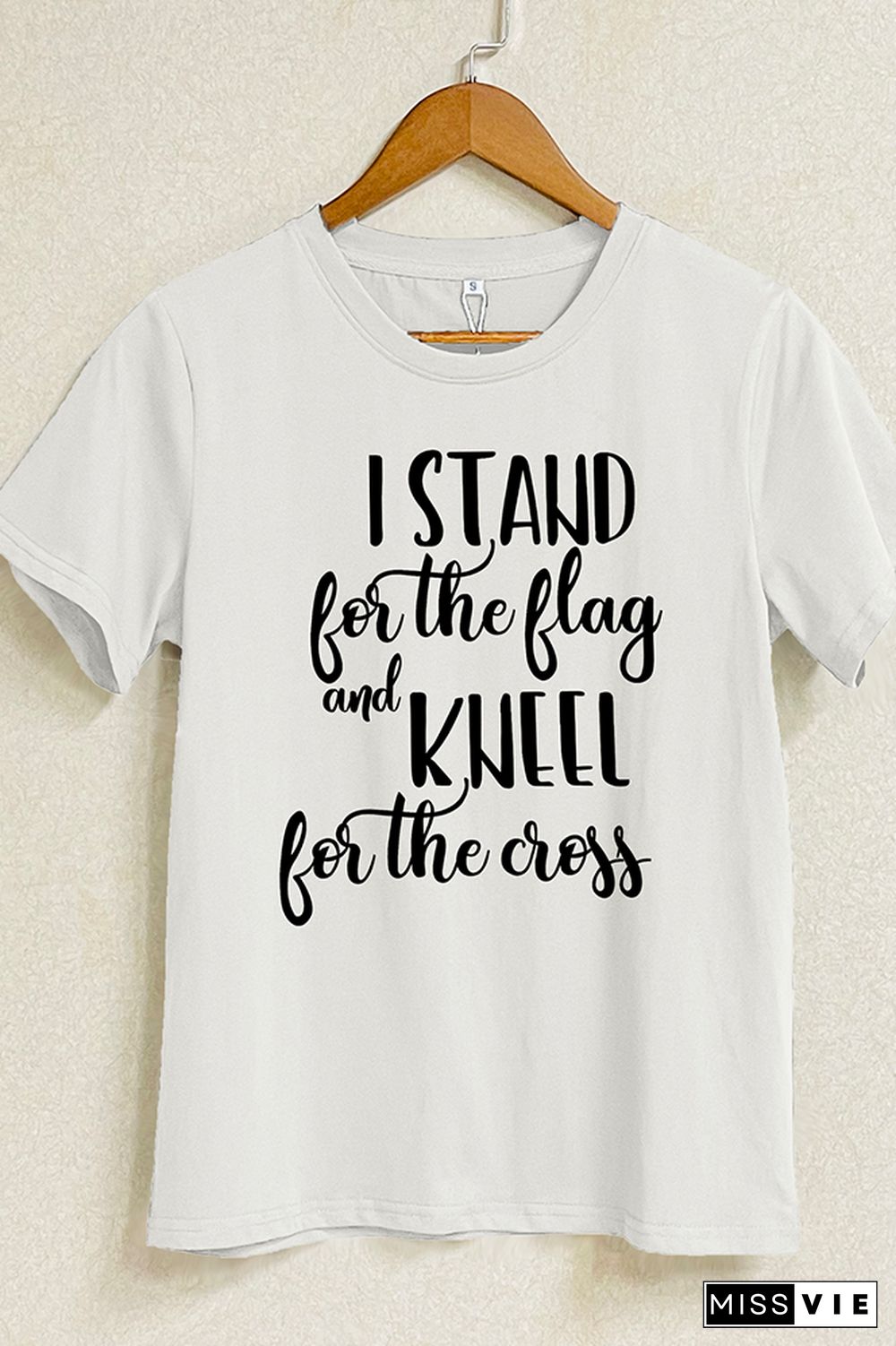 I Stand for the Flag and Kneel for the Cross Over Fear Short Sleeve Graphic Tee Wholesale