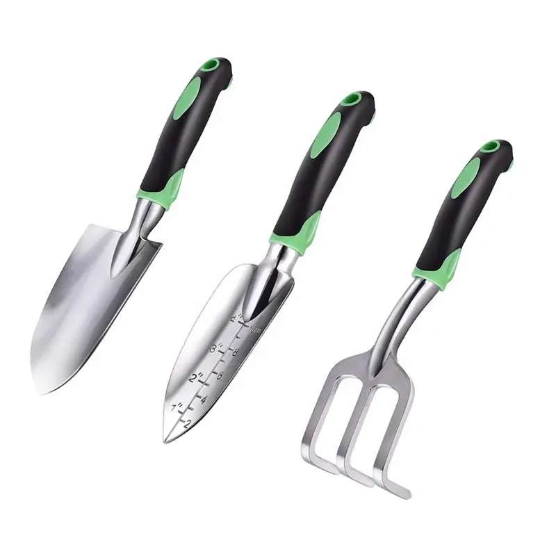 Three piece Set With Handle  Garden Tools Set Stainless Steel  Wood Tools Garden Set