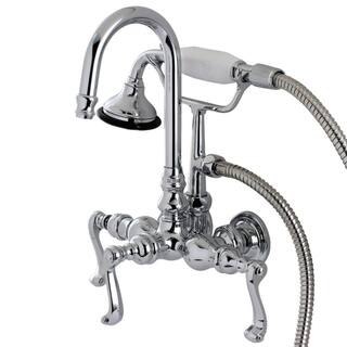 Kingston Brass Vintage 3-38 in. Center 3-Handle Claw Foot Tub Faucet with Handshower in Chrome HAE8T1FL