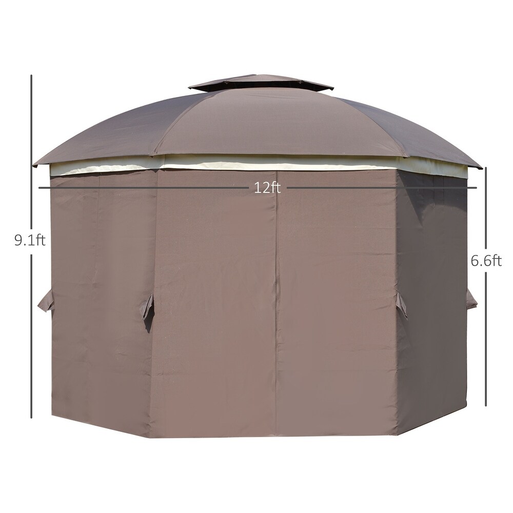 Outsunny Steel/ Fabric 12' Round 2 tier Outdoor Gazebo w/ Netting