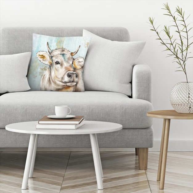 Americanflat Animal Headstrong Cow I By Pi Creative Art Throw Pillow