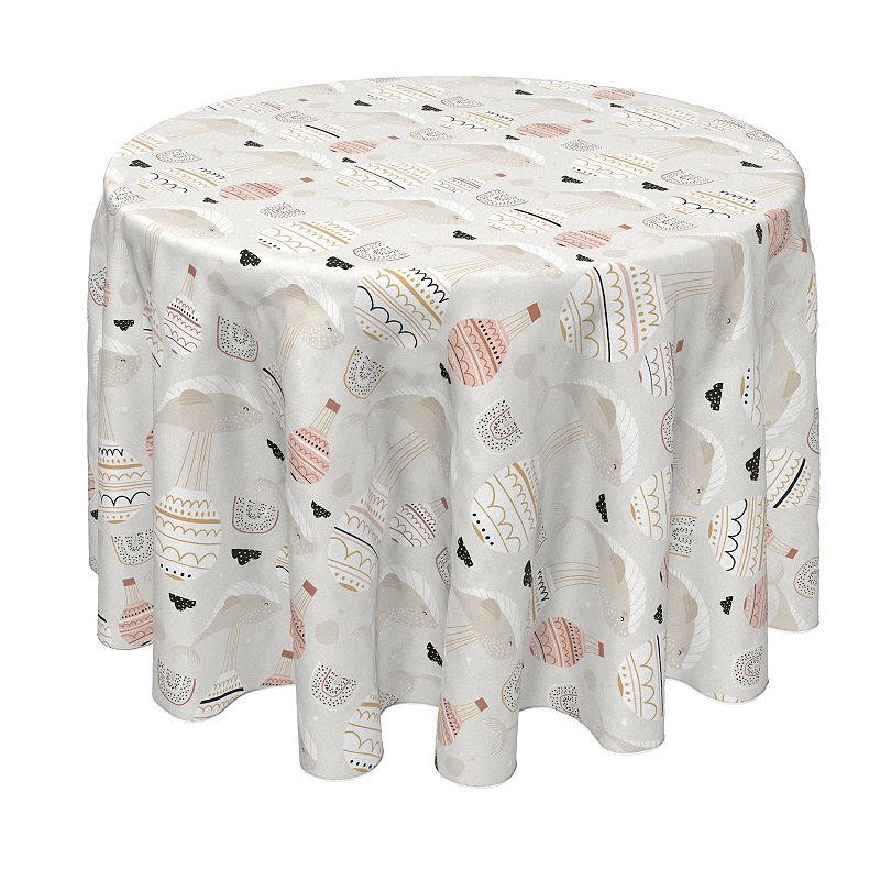 Round Tablecloth， 100% Polyester， 60 Round， Sleeping Whales and Hot Air Balloons