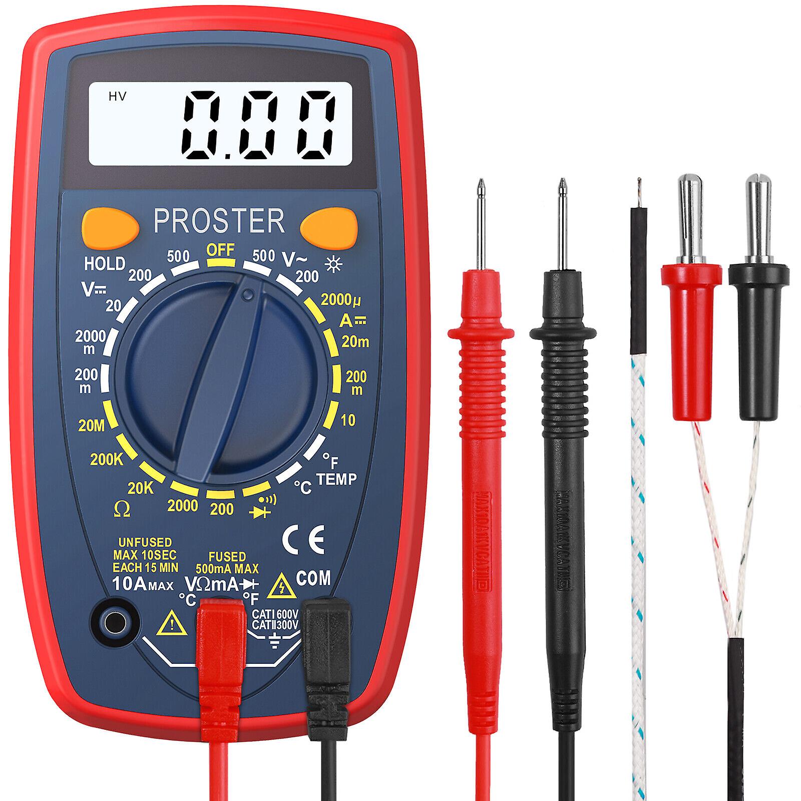 Proster 1999 Lcd Digital Multimeter Multi Tester Test Lead Backlight Diodes Test