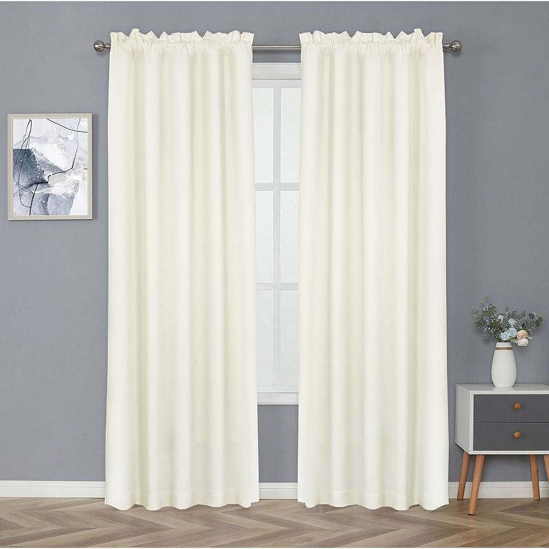 Kate Aurora Basic Drape Light Filtering Woven Jacquard Thermal Single Rod Pocket Window Curtain Panel