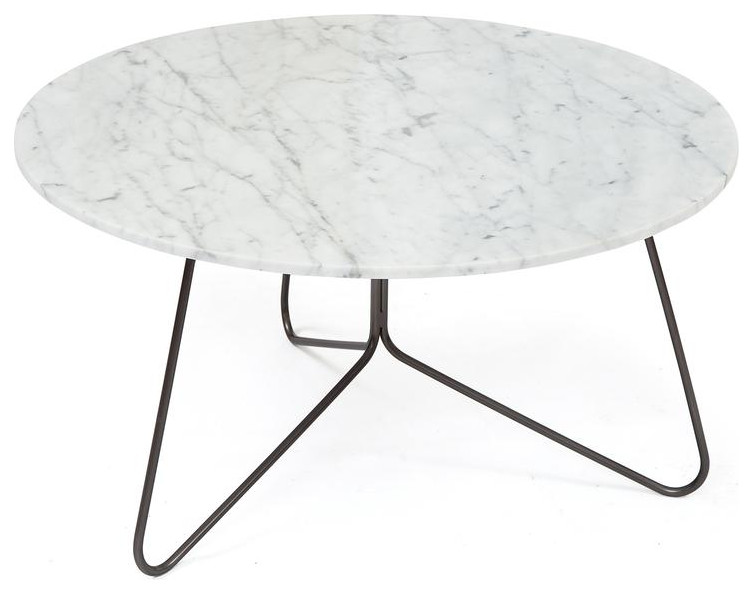 Tracy Coffee Table 30 White Marble Top   Transitional   Coffee Table Sets   by HedgeApple  Houzz