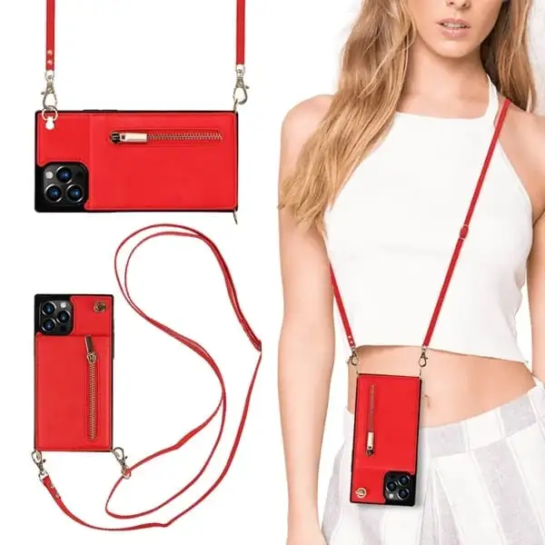 (2023 HOT SALE - 48% OFF)Crossbody Wallet iPhone Case-Credit Card Hold