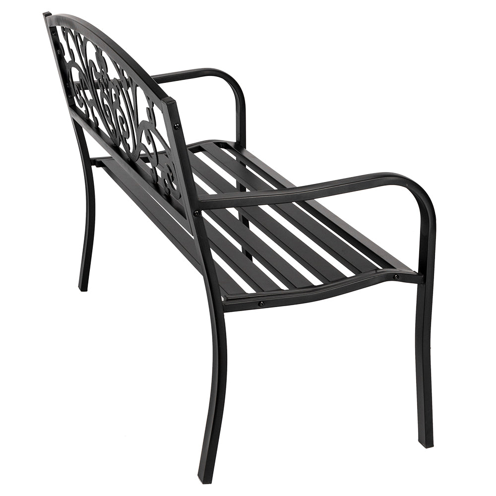 LFEUFUEER 50" Iron Outdoor Courtyard Decoration Park Leisure Bench Black