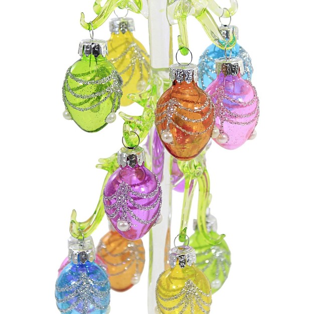 Easter Easter Egg Tree W ornaments One Glass Tree And Twelve Ornaments 8 5 Inches Handblown Egg Pearls Glass Multicolored