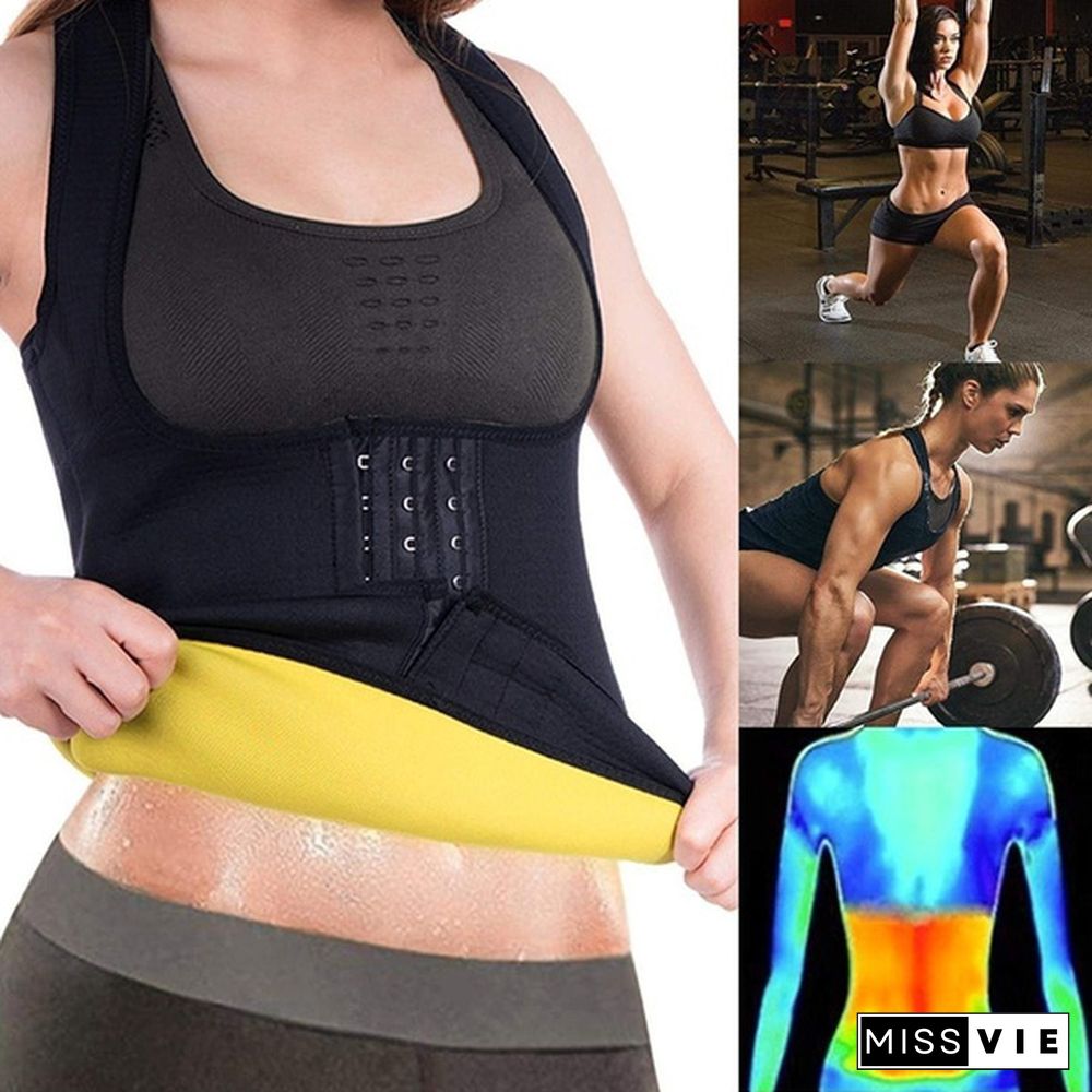 Women Sweat Vest Weight Loss Slimming Waist Trainer Corset Workout Body Shaper Compression Shirt Sport Tank Top