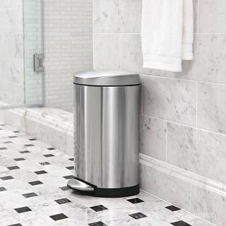 simplehuman 10-Liter Fingerprint-Proof Brushed Stainless Steel Semi-Round Step-On Trash Can CW1833