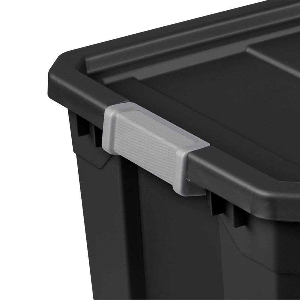 Sterilite 19 gal. Rugged Industrial Stackable Storage Tote with Lid in Black (6-Pack) 6 x 14869006