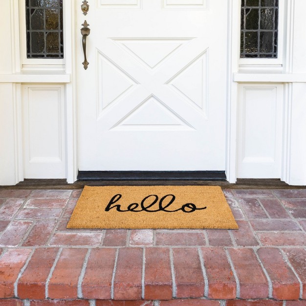 Juvale Hello Welcome Coco Coir Mat Nonslip Outdoor Natural Door Mat 17 X 30 In