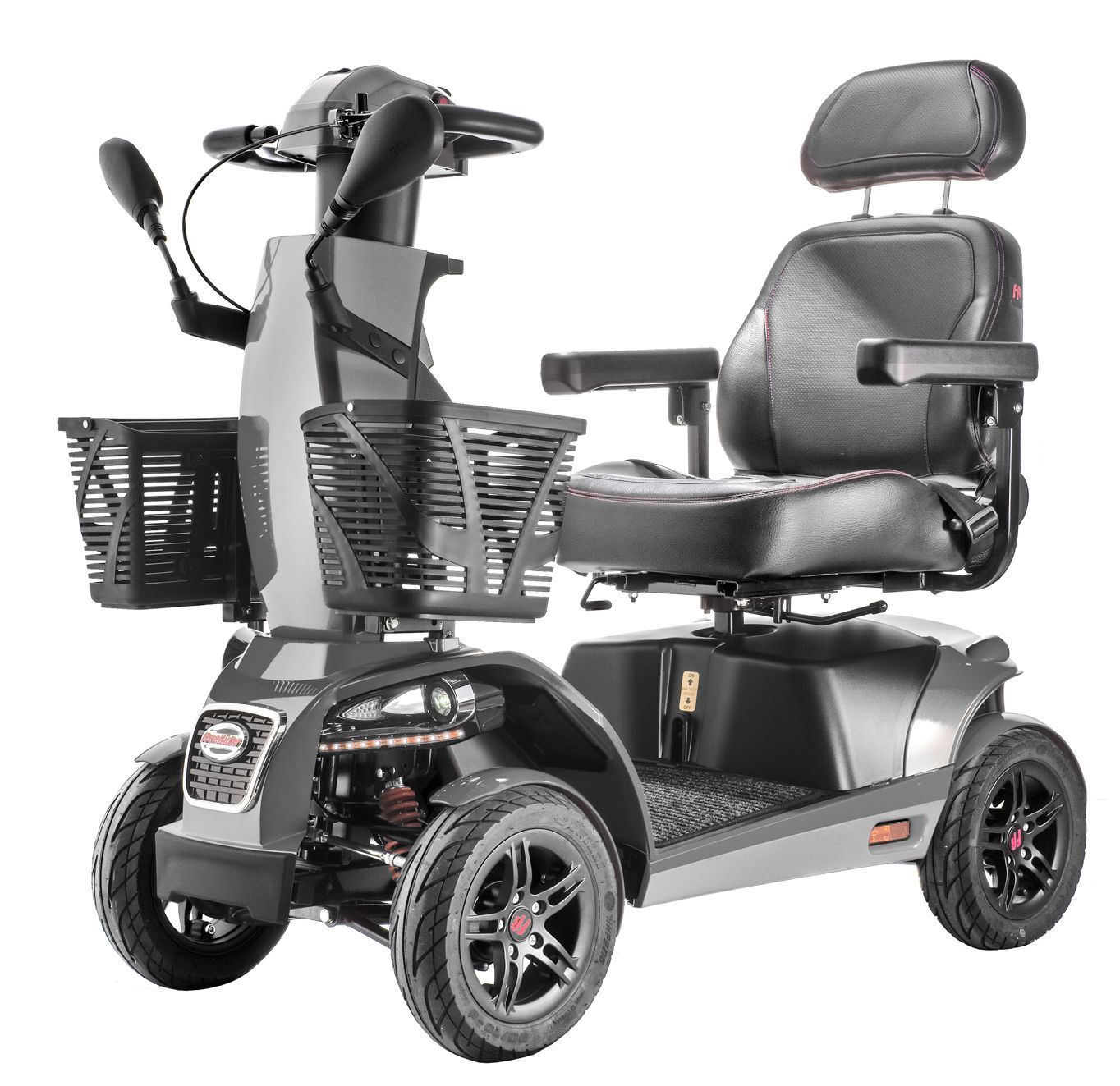 Freerider FR1 Rugged Large Mobility Scooter 4-Wheel w/ Suspension Speed 9.4 mph, Dark Gray