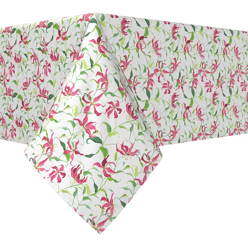 Rectangular Tablecloth， 100% Cotton， 52x104， Tropical Fire Lily