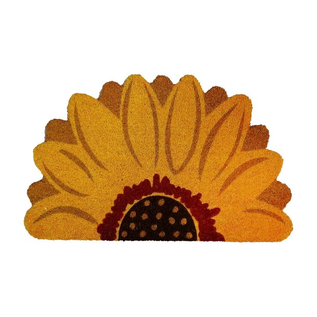 Sunflower Flower Rectangle Indoor And Outdoor Coir Door Welcome Mat Yellow