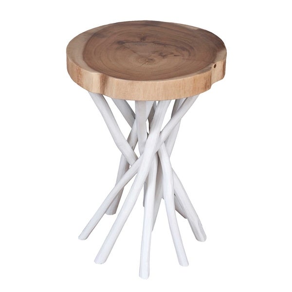 Cross Cut Accent Table with Branch Bundle Base