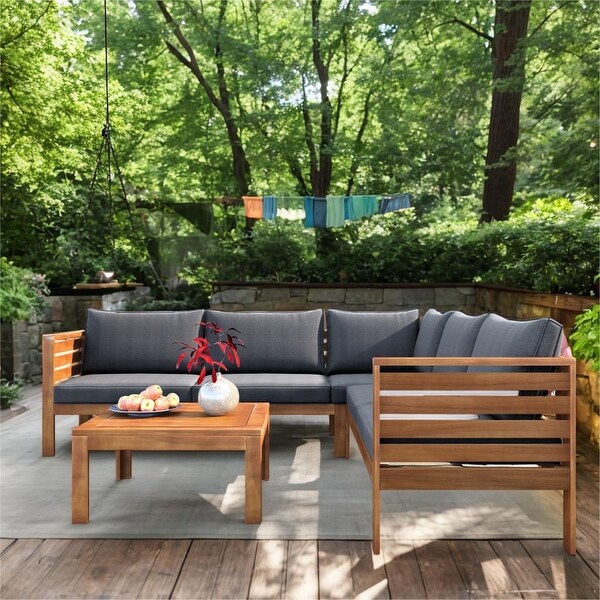 GO Wood Structure Outdoor Sofa Set Complete Patio Set，Highquality Cushions