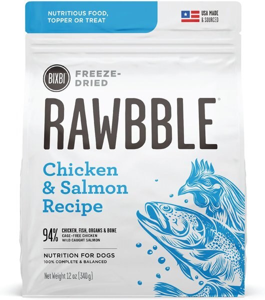 BIXBI Rawbble Chicken and Salmon Recipe Grain-Free Freeze-Dried Dog Food