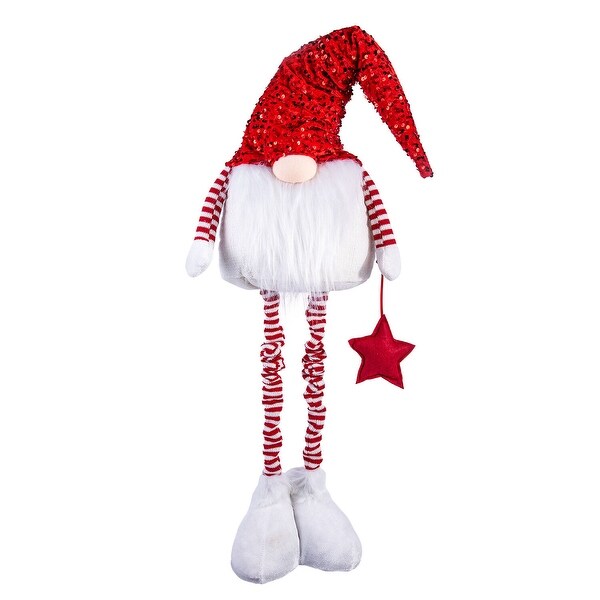 Gnome with Red Hat and Telescopic Legs Fabric Christmas Decoration