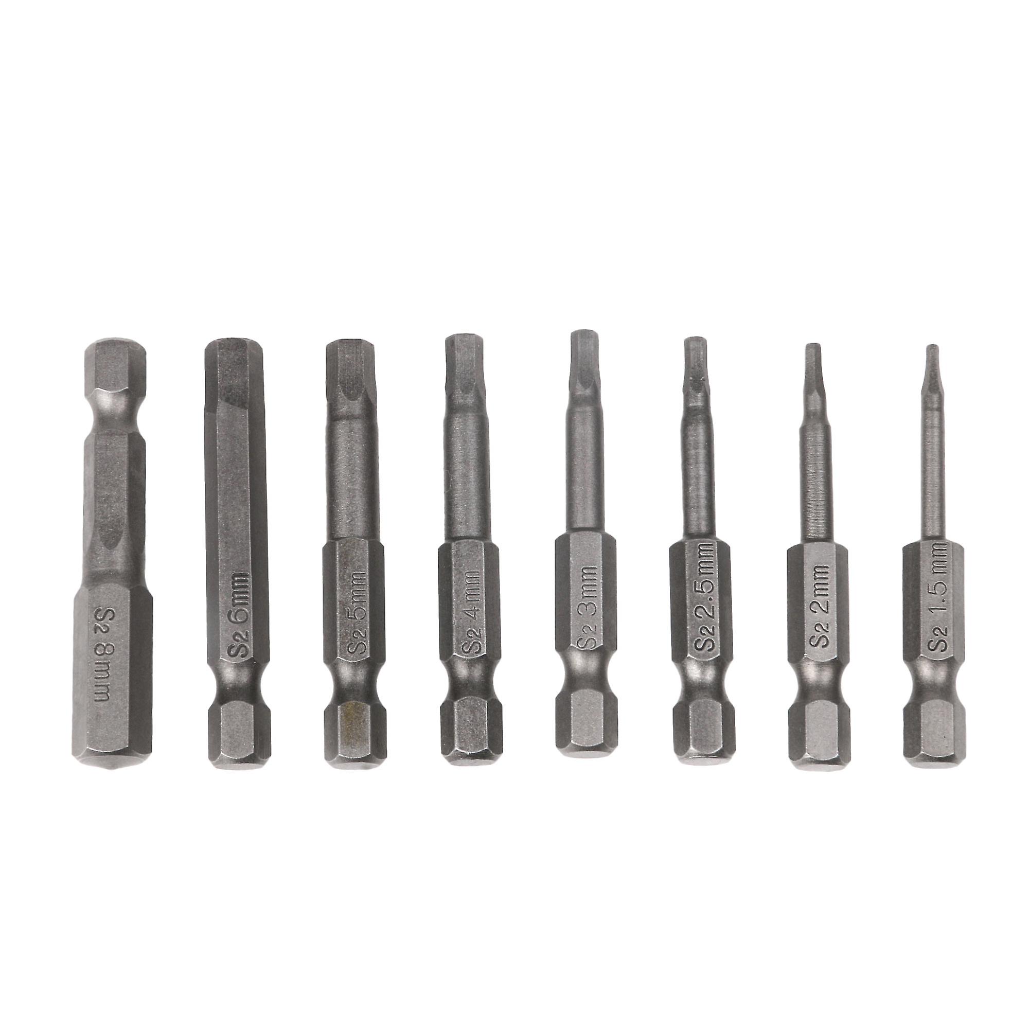 8pcs 6.35mm Hex Shank Hex Head Screwdriver Bits Slotted Tip Grey