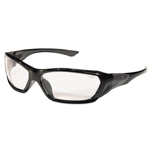 MCR Safety ForceFlex Safety Glasses， Black Frame， Clear Lens (FF120)