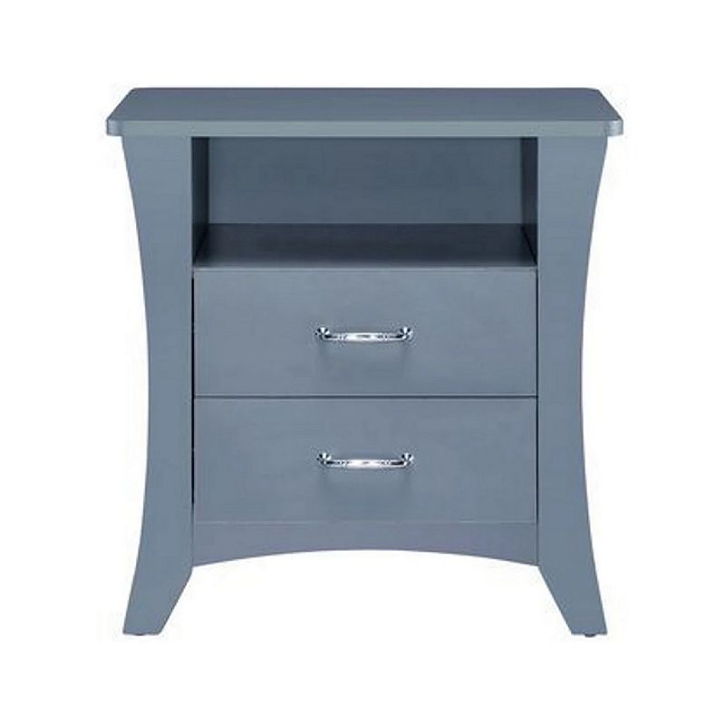 Accent Table with 2 Drawers and Open Compartment， Gray