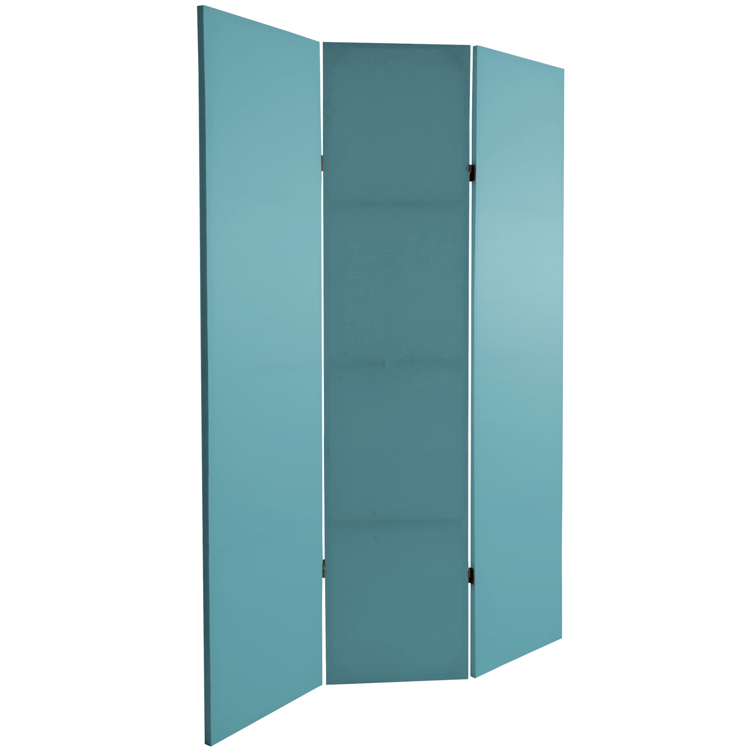 Oriental Furniture 6 ft. Tall Double Sided Teal Canvas Room Divider - 3 Panel