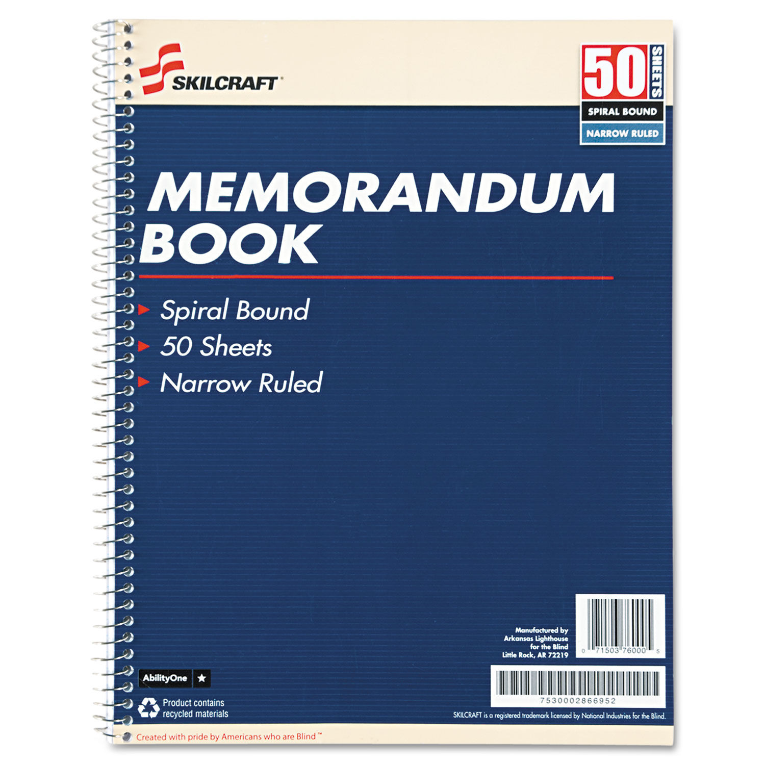 SKILCRAFT Spiralbound Memorandum Book by AbilityOneandreg; NSN2866952