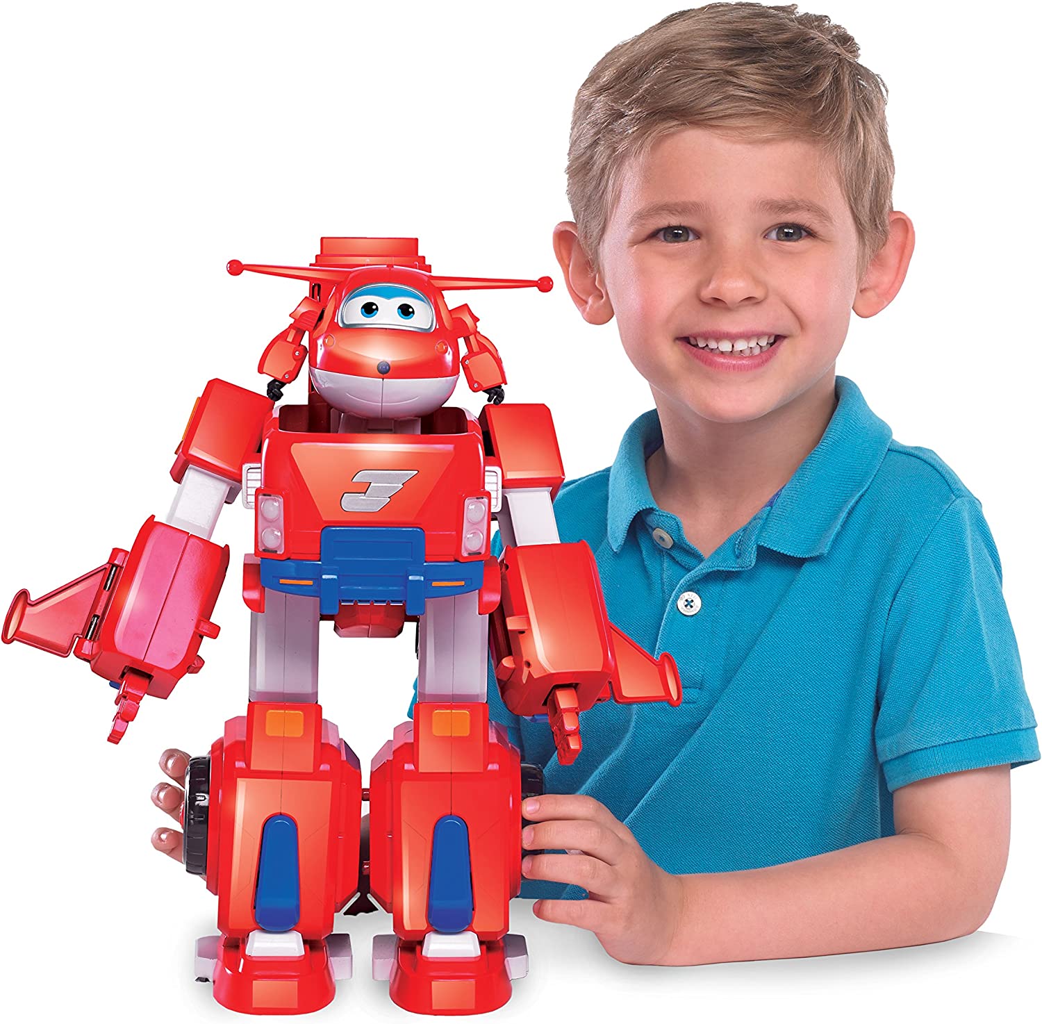 Super Wings - 14 Transforming Jett's Super Robot Airplane Toys Vehicle Action Figure | Plane to Robot | Preschool Toy for 3 4 5 Year Old Boys and Girls | Birthday Gifts for Kids | Lights and Sounds