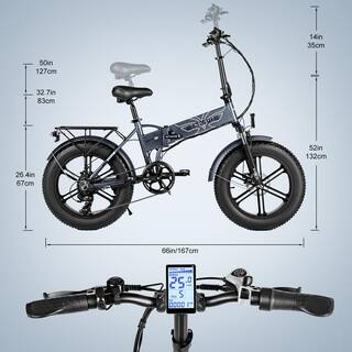 20 in. Gray Upgraded 750-Watt Folding Mountain 7-Speed Gear E-Bike with Removable Lithium Battery AM1228D-272