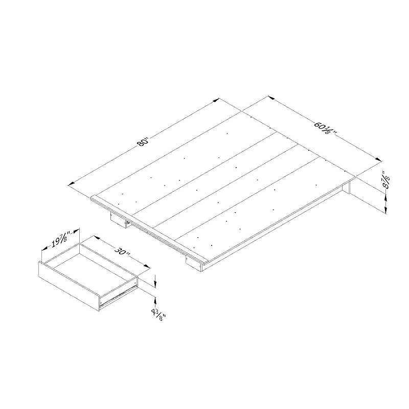 South Shore Primo Full/Queen Platform Bed with Drawer