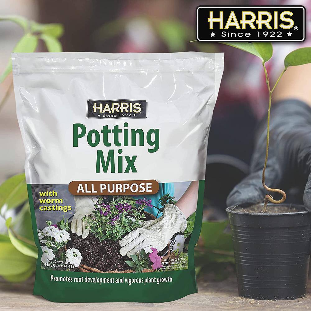 Harris 8 Qt. Premium Horticultural Vermiculite for Indoor Plants and 4 Qt. All Purpose Potting Soil Mix with Worm Castings VERM-SOIL4