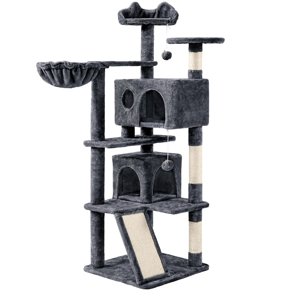 Yaheetech 57'' H Cat Tree Condo Tower w/ Condos， Dark Gray