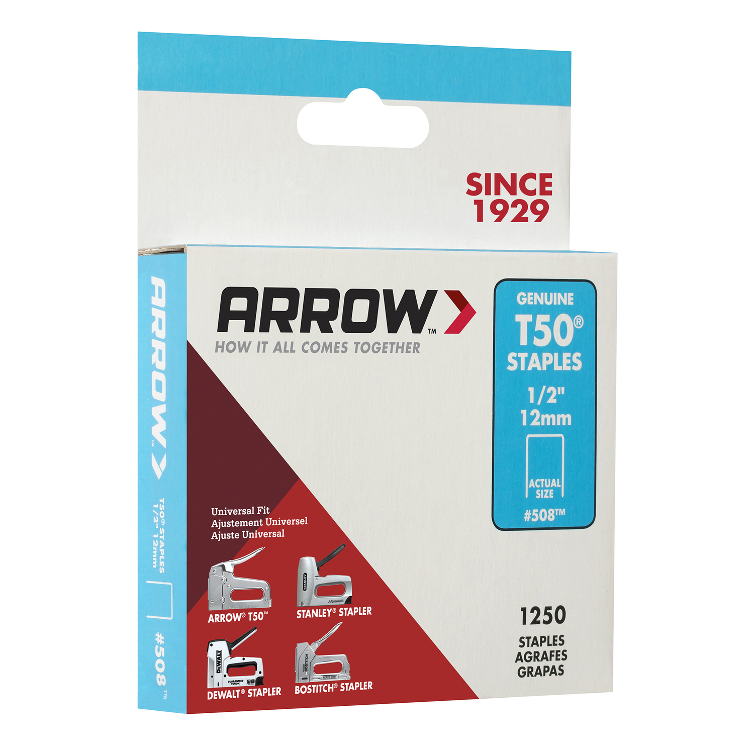 Arrow T50 3/8 in. W X 1/2 in. L 18 Ga. Flat Crown Heavy Duty Staples 1250 pk