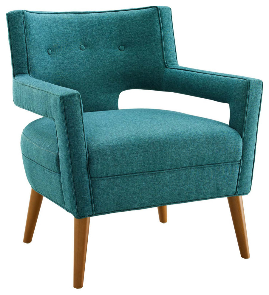 Eliana Teal Upholstered Fabric Armchair   Midcentury   Armchairs And Accent Chairs   by Peachtree Fine Furniture  Houzz