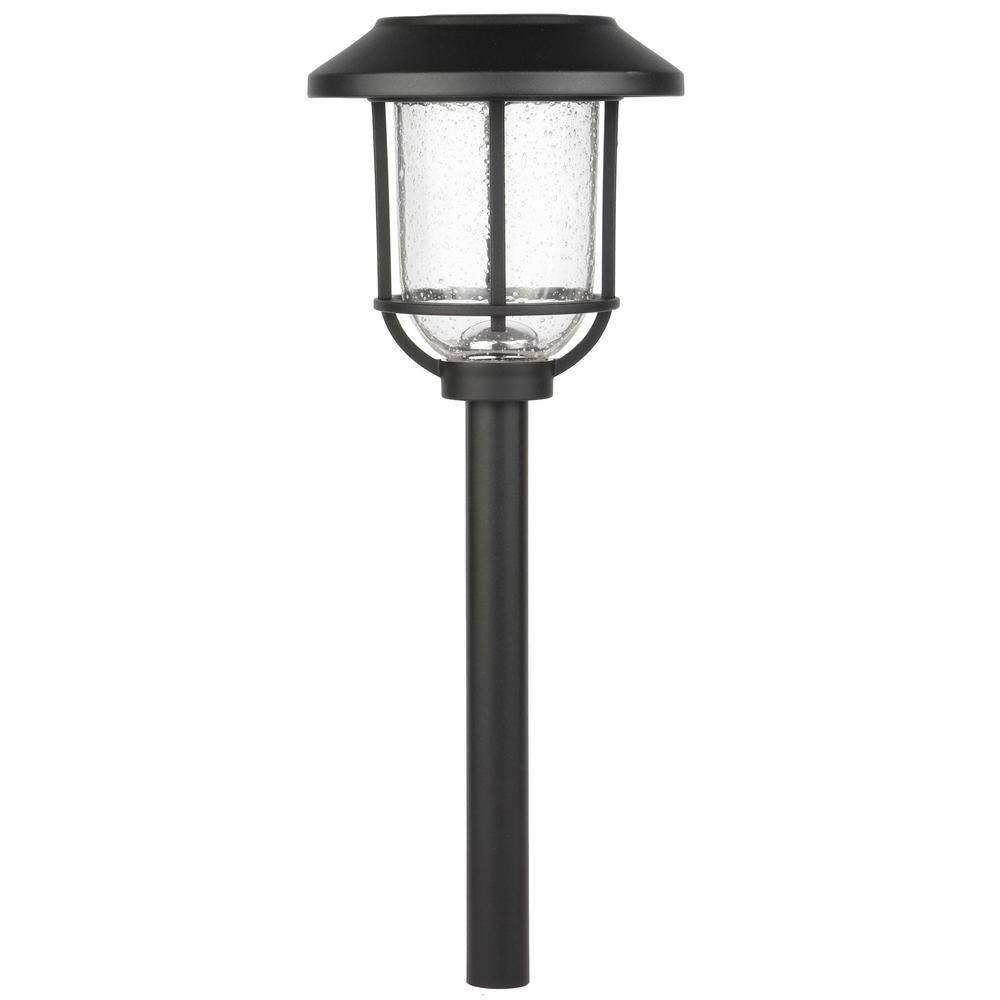 Hampton Bay Millbrook 14 Lumens Solar Black LED Metal and Glass Landscape Pathway Light (4-Pack) P2501-12