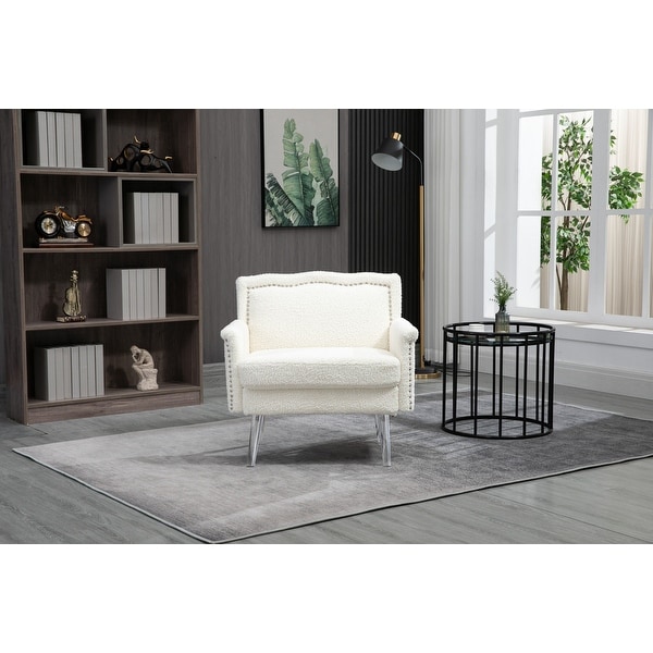 Accent Chair Leisure Single Sofa Chair with Acrylic Feet， Upholstered Arm Club Leisure Modern Reading Chair for Living Room