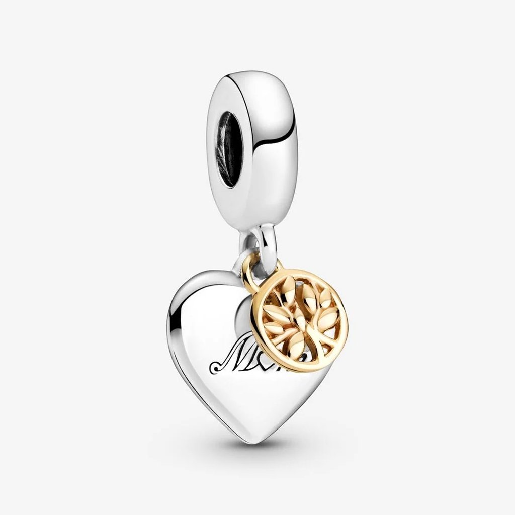 PANDORA  Two-tone Family Tree & Heart Dangle Charm